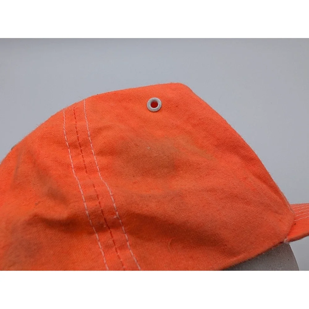 VTG John Deere Blaze Orange Snapback Hat Hunting Deer Logo Trucker Cap Made USA
